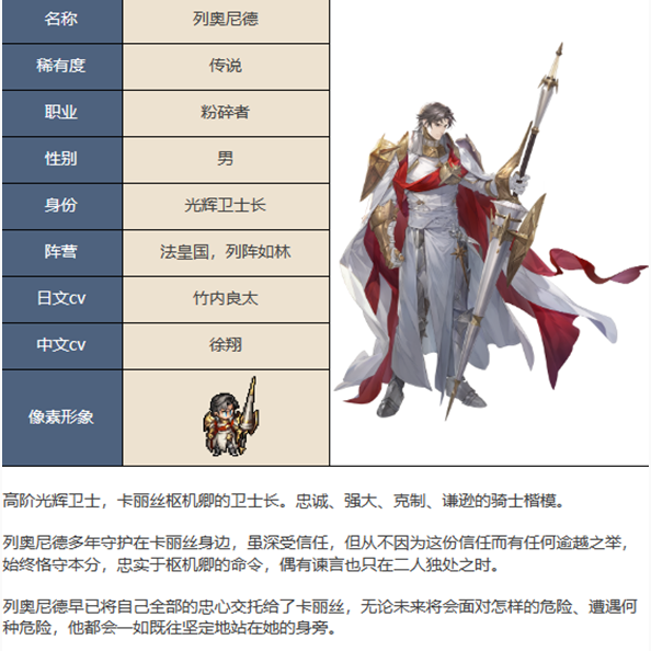 《铃兰之剑为这和平的世界》列奥尼德角色介绍一览